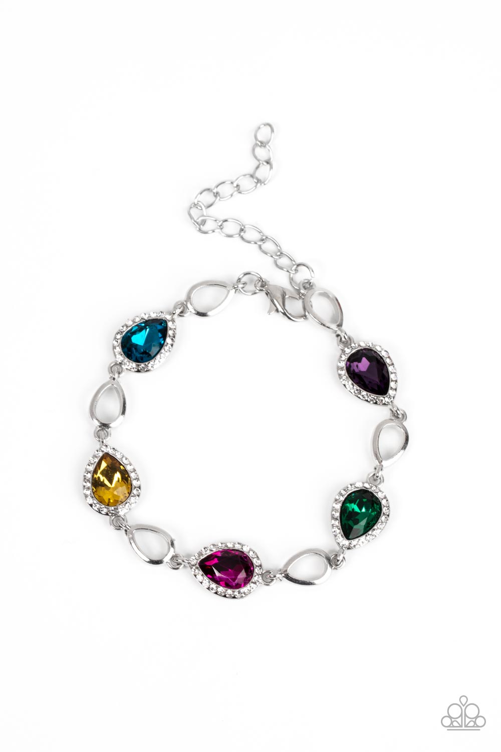 Timelessly Teary Multi Rhinestone Bracelet - Paparazzi Accessories- lightbox - CarasShop.com - Paparazzi Jewelry by Cara Jewels