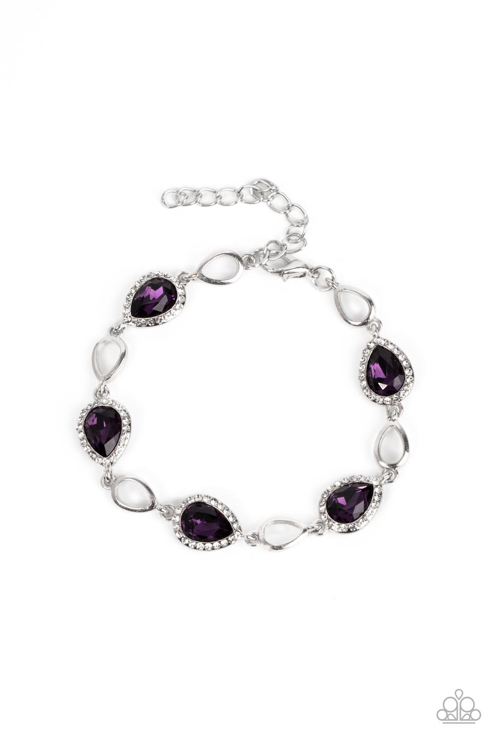 Timelessly Teary Purple Rhinestone Bracelet - Paparazzi Accessories- lightbox - CarasShop.com - Paparazzi Jewelry by Cara Jewels