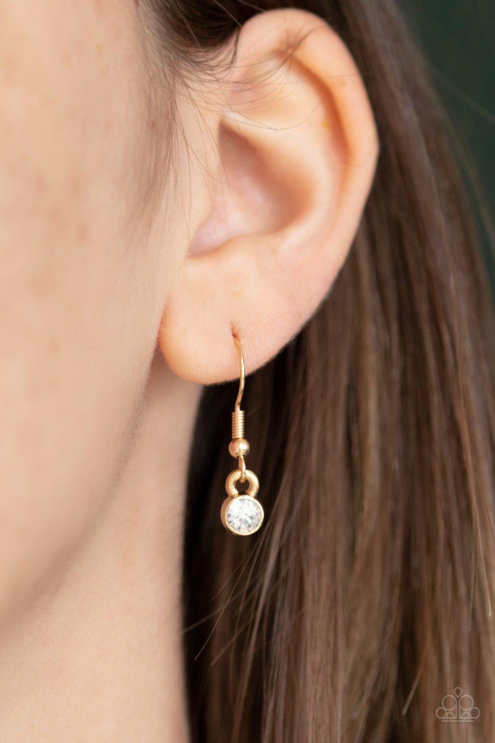 Times Square Stunner Gold Tassel Necklace - Paparazzi Accessories - free matching earrings -CarasShop.com - Paparazzi Jewelry by Cara Jewels