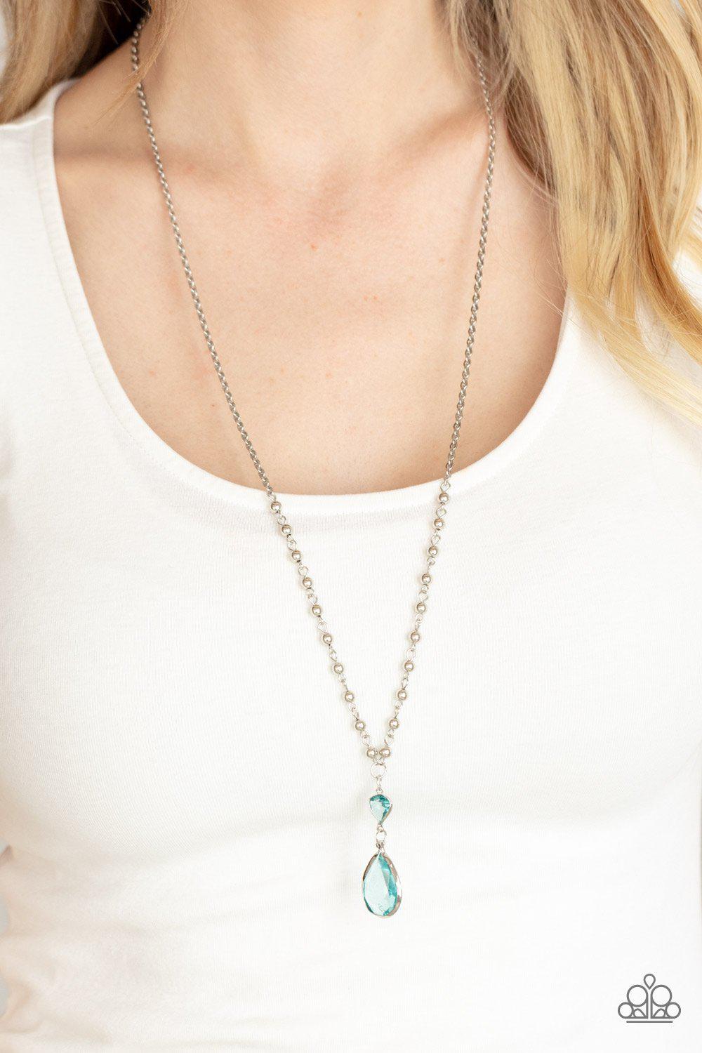 Titanic Splendor Blue Gem Necklace - Paparazzi Accessories- lightbox - CarasShop.com - Paparazzi Jewelry by Cara Jewels