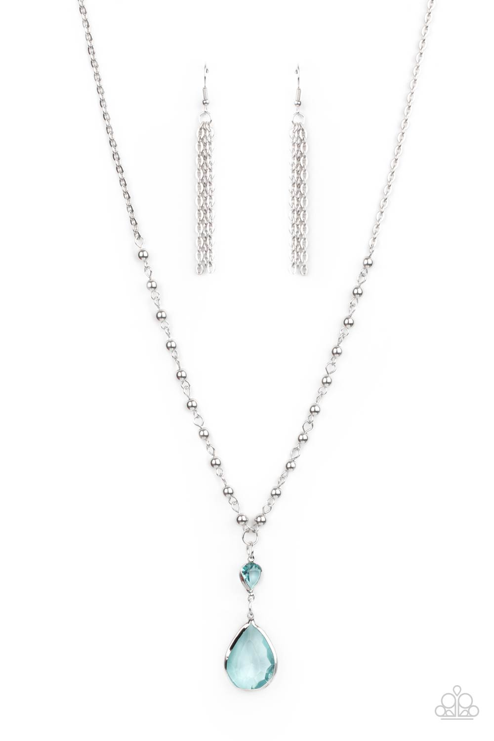 Titanic Splendor Blue Gem Necklace - Paparazzi Accessories- on model - CarasShop.com - Paparazzi Jewelry by Cara Jewels