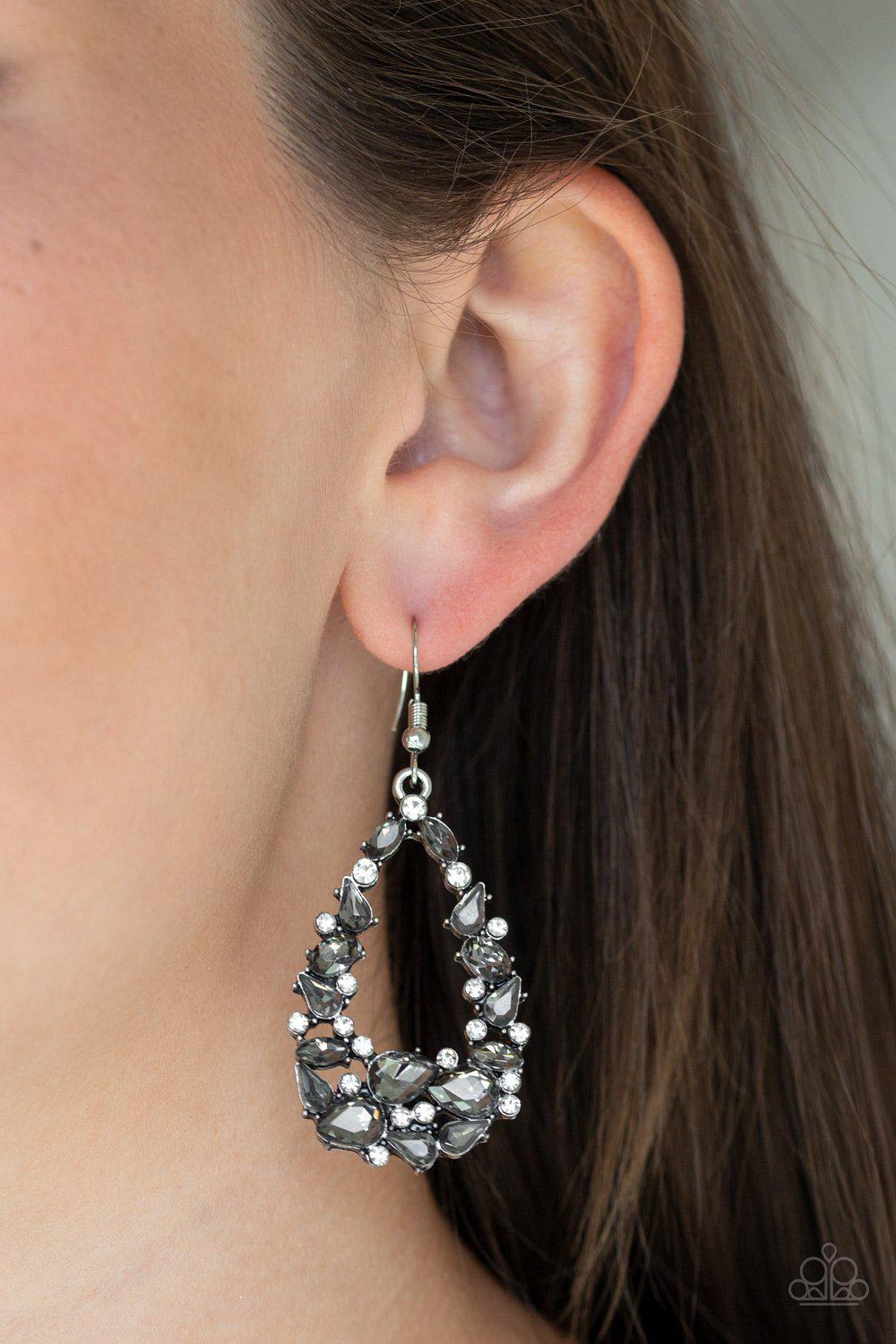 To BEDAZZLE Or Not To BEDAZZLE Silver Earrings - Paparazzi Accessories- lightbox - CarasShop.com - Paparazzi Jewelry by Cara Jewels