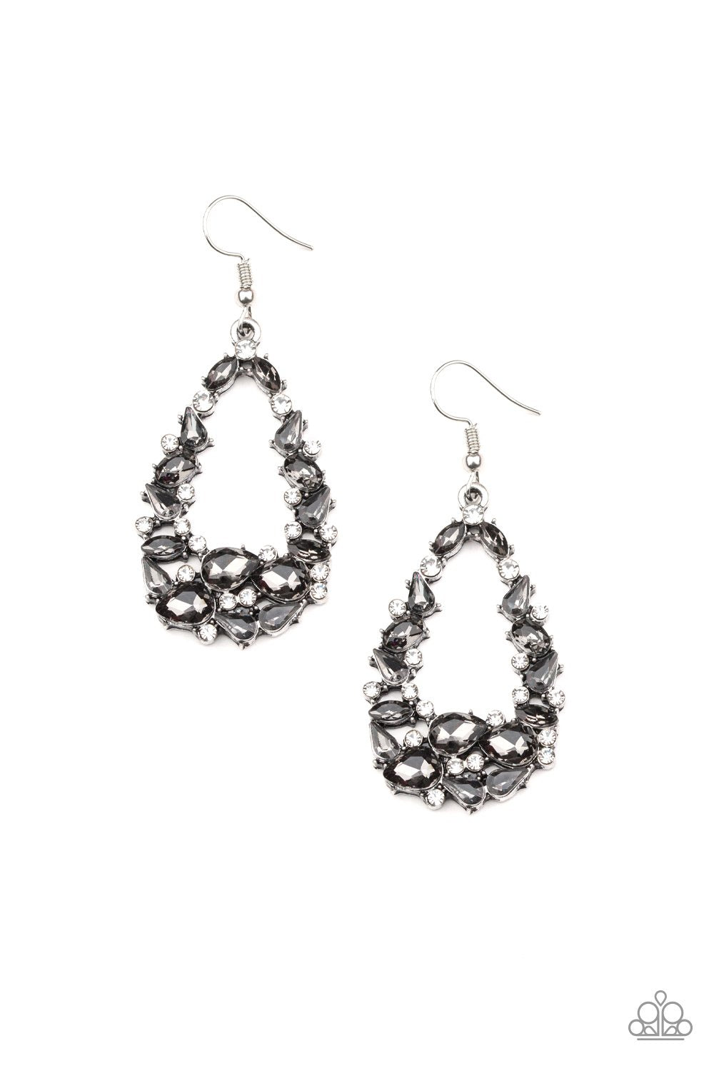 To BEDAZZLE Or Not To BEDAZZLE Silver Earrings - Paparazzi Accessories- on model - CarasShop.com - Paparazzi Jewelry by Cara Jewels