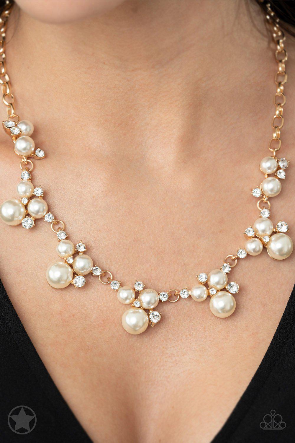 Toast to Perfection Gold and White Pearl Necklace Paparazzi Accessories