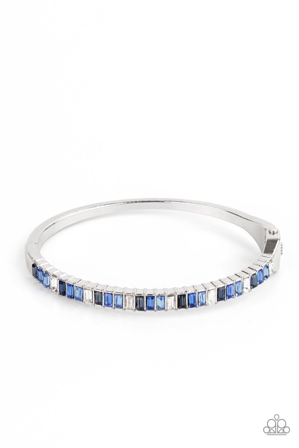 Toast to Twinkle Blue Rhinestone Hinged Bracelet - Paparazzi Accessories- lightbox - CarasShop.com - Paparazzi Jewelry by Cara Jewels