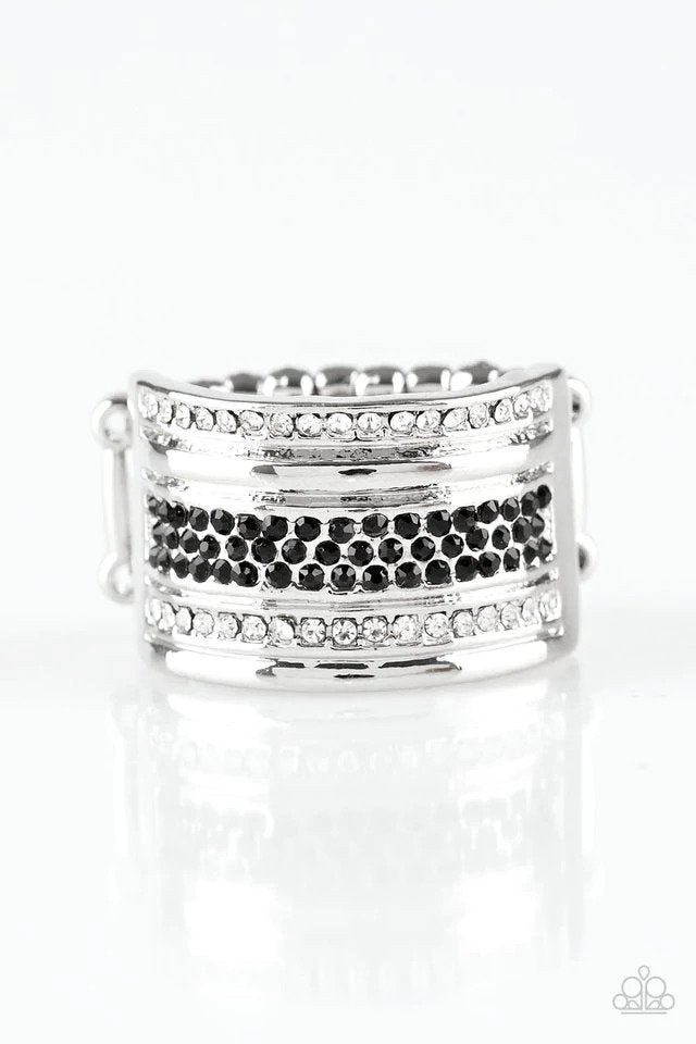 Top Dollar Drama Black Ring - Paparazzi Accessories- lightbox - CarasShop.com - Paparazzi Jewelry by Cara Jewels