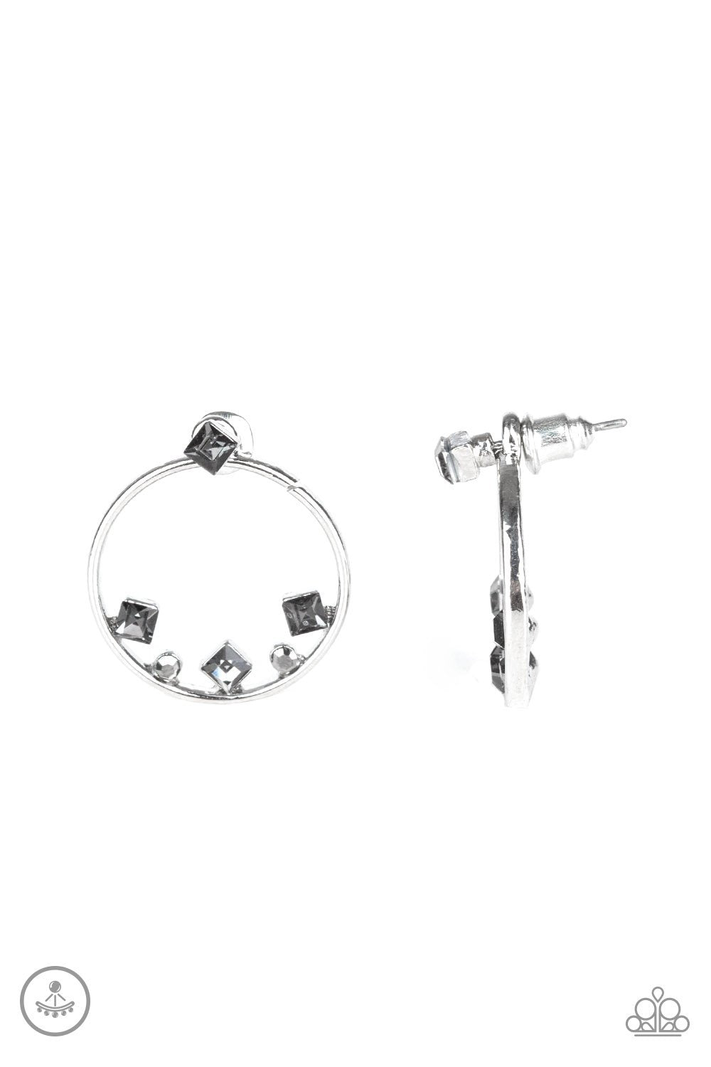 Top Notch Twinkle Silver Post Earrings - Paparazzi Accessories- lightbox - CarasShop.com - Paparazzi Jewelry by Cara Jewels