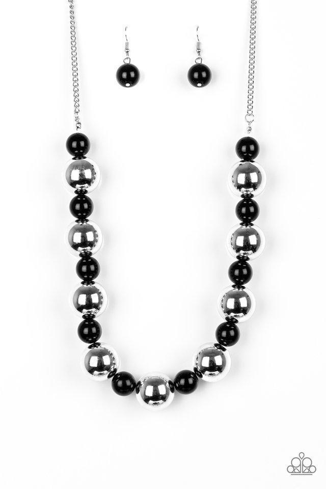 Top Pop Black and Silver Necklace - Paparazzi Accessories- lightbox - CarasShop.com - Paparazzi Jewelry by Cara Jewels