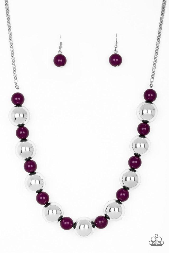 Top Pop Purple and Silver Necklace - Paparazzi Accessories- lightbox - CarasShop.com - Paparazzi Jewelry by Cara Jewels