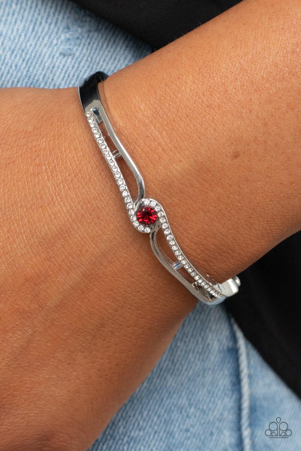 Top-Shelf Shimmer Red Rhinestone Bracelet - Paparazzi Accessories- lightbox - CarasShop.com - Paparazzi Jewelry by Cara Jewels