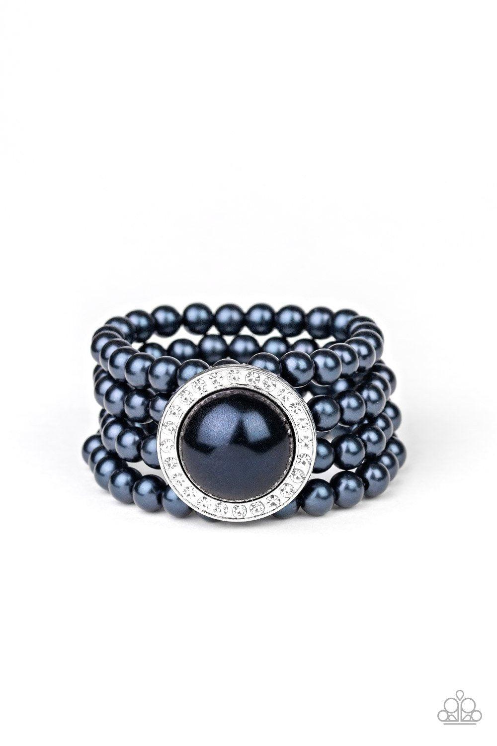 Top Tier Twinkle Blue Pearl Bracelet - Paparazzi Accessories- on model - CarasShop.com - Paparazzi Jewelry by Cara Jewels