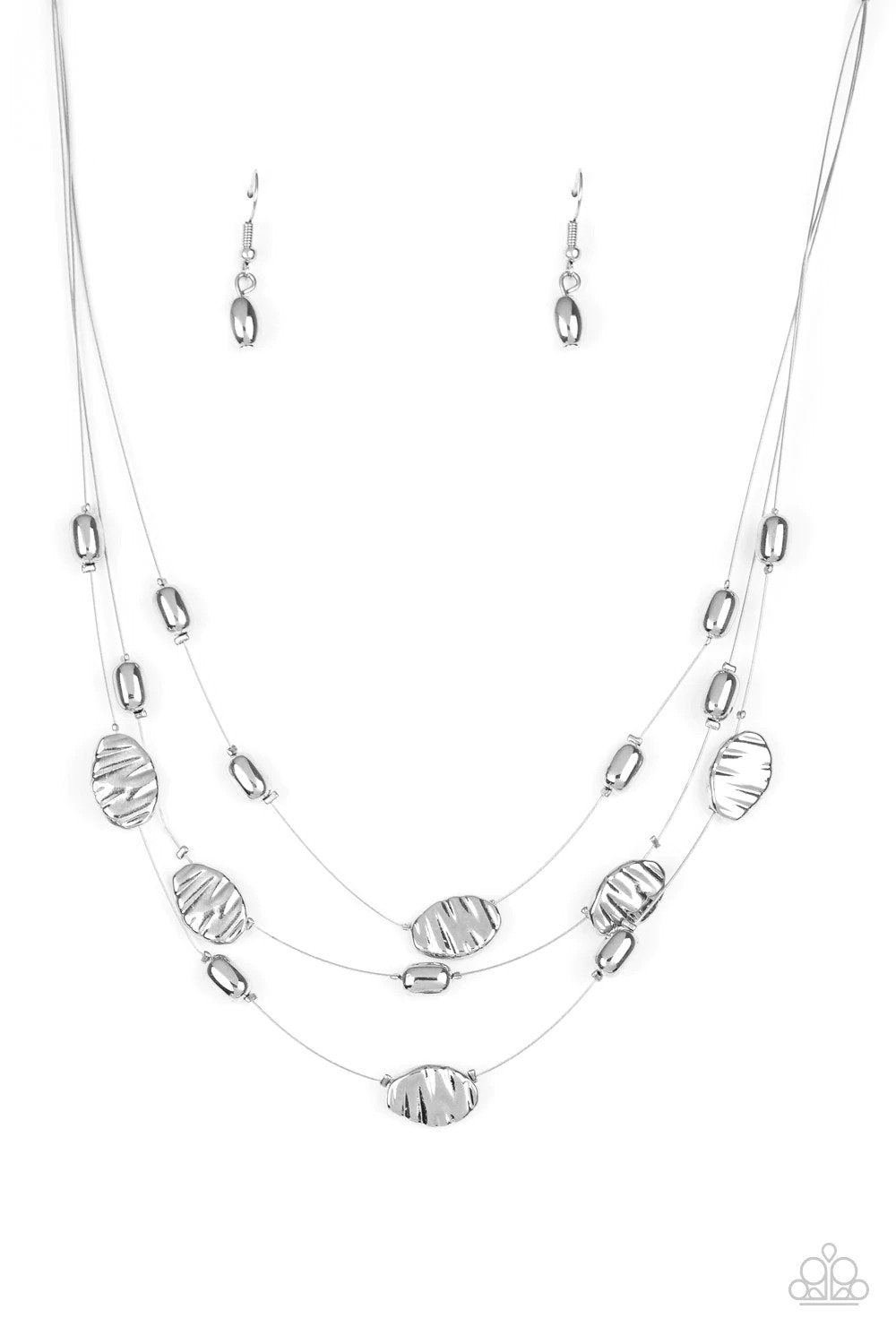 Top Zen Silver Necklace - Paparazzi Accessories- lightbox - CarasShop.com - Paparazzi Jewelry by Cara Jewels