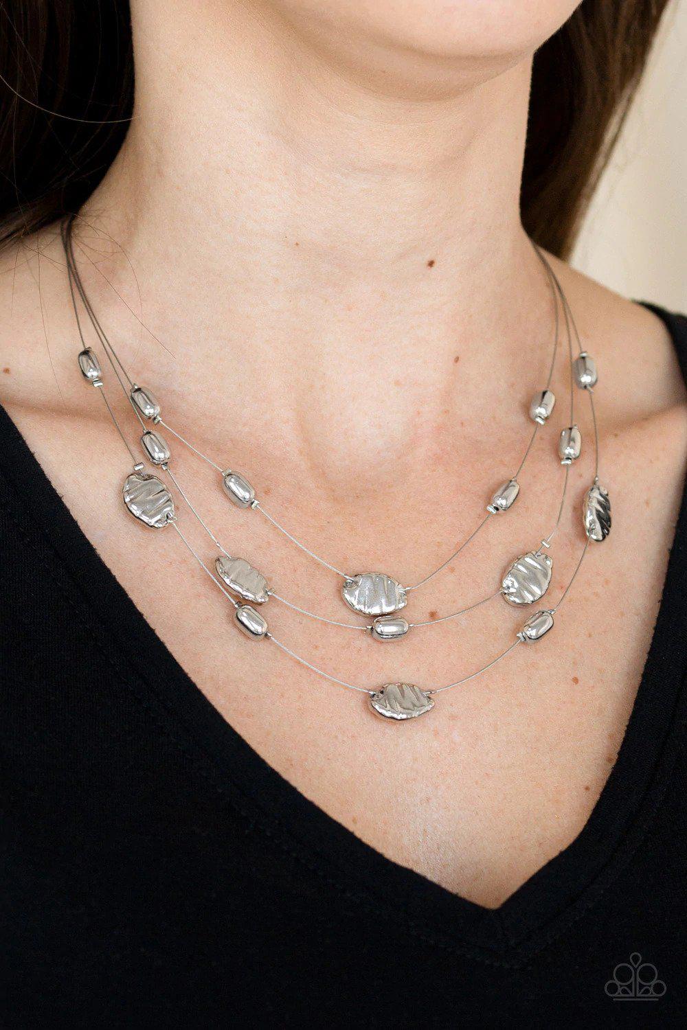 Top Zen Silver Necklace - Paparazzi Accessories- on model - CarasShop.com - Paparazzi Jewelry by Cara Jewels