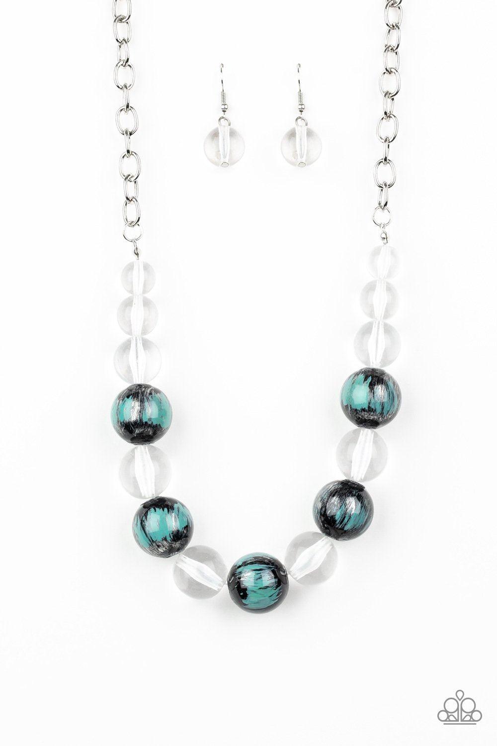 Torrid Tide Blue Acrylic Necklace and matching Earrings - Paparazzi Accessories - free matching earrings -CarasShop.com - Paparazzi Jewelry by Cara Jewels