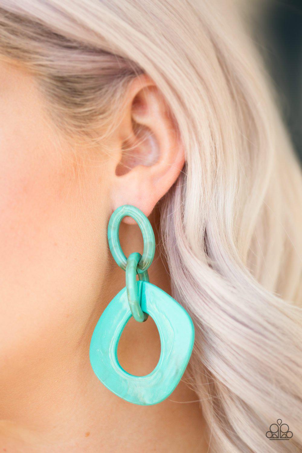 Torrid Tropicana Blue Acrylic Earrings - Paparazzi Accessories- lightbox - CarasShop.com - Paparazzi Jewelry by Cara Jewels