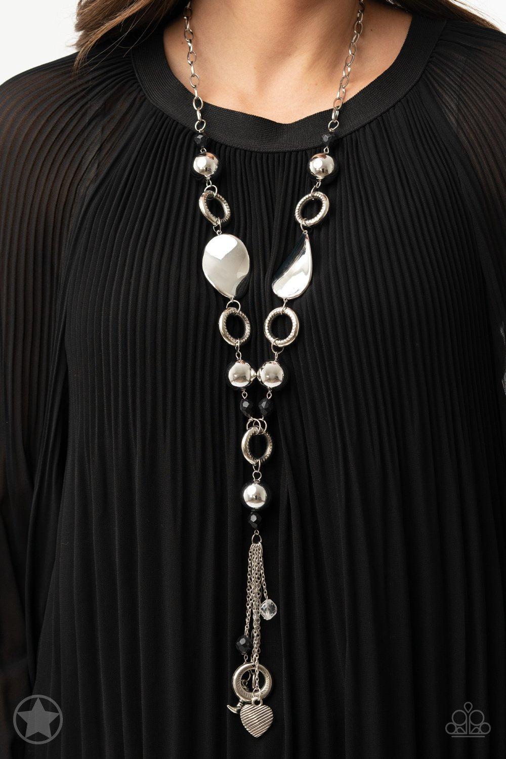 Total Eclipse of the Heart Long Silver Tassel Necklace - Paparazzi Accessories- lightbox - CarasShop.com - Paparazzi Jewelry by Cara Jewels