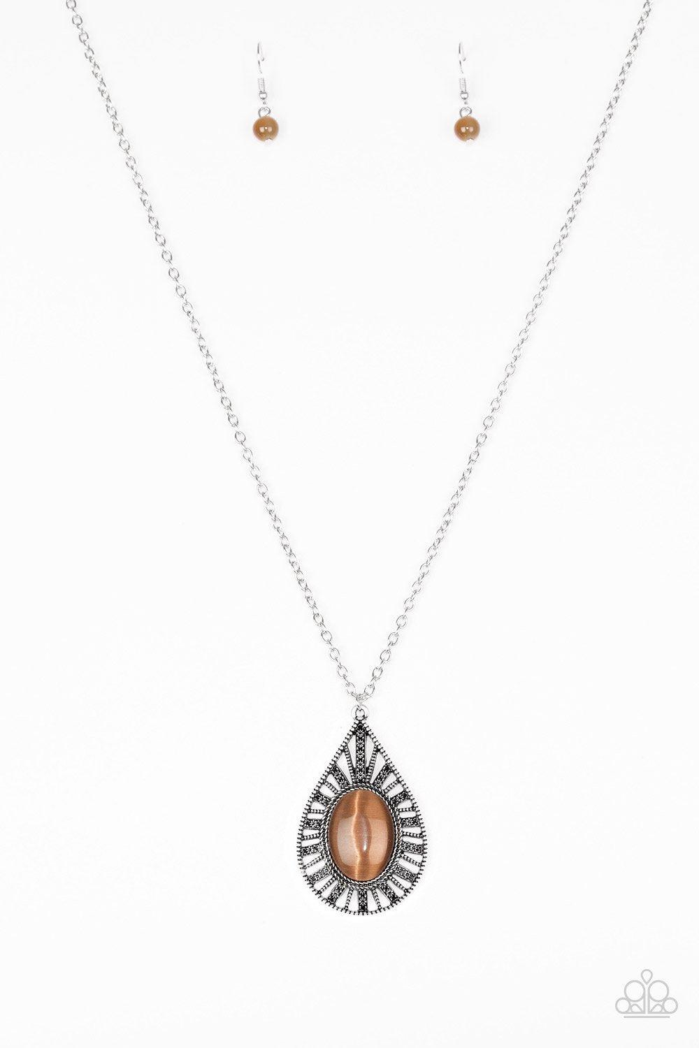 Total Tranquility Brown Moonstone Necklace - Paparazzi Accessories- lightbox - CarasShop.com - Paparazzi Jewelry by Cara Jewels
