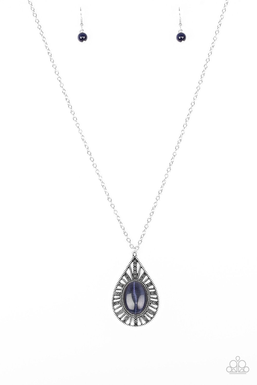 Total Tranquility Silver and Blue Moonstone Necklace - Paparazzi Accessories- lightbox - CarasShop.com - Paparazzi Jewelry by Cara Jewels