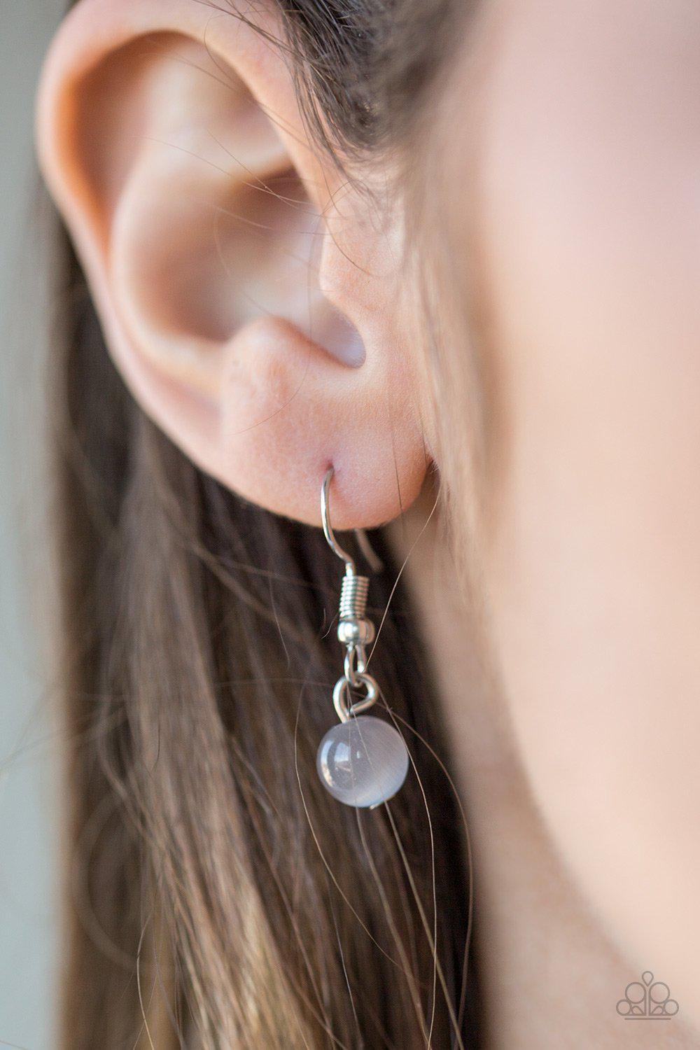 Total Tranquility Silver Moonstone Necklace - Paparazzi Accessories - free matching earrings -CarasShop.com - Paparazzi Jewelry by Cara Jewels