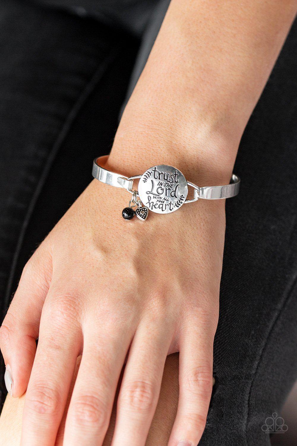 Total Trust Silver and Black Bracelet - Paparazzi Accessories- lightbox - CarasShop.com - Paparazzi Jewelry by Cara Jewels