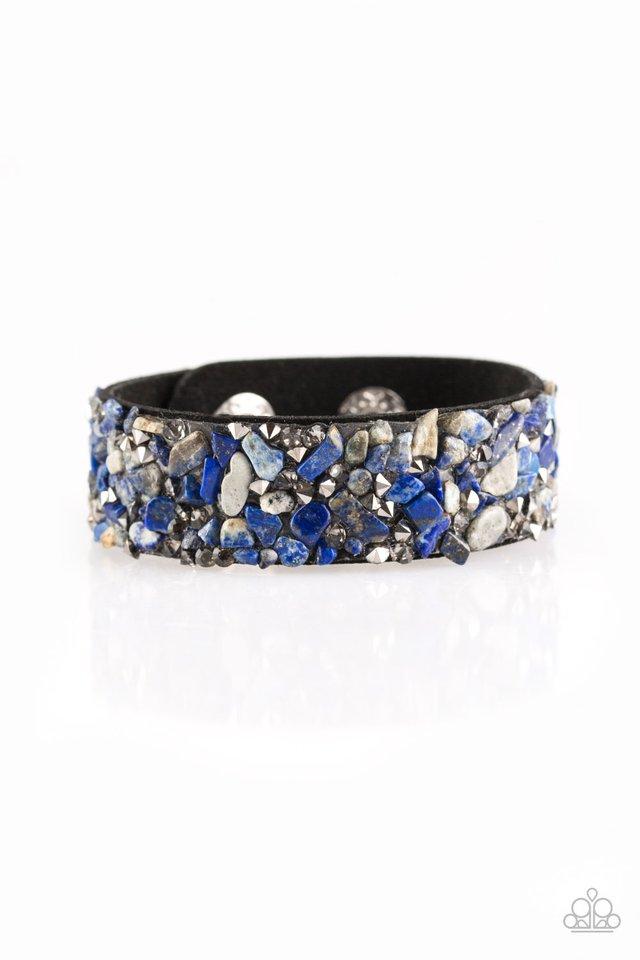 Totally Crushed It Blue Crushed Stone Urban Wrap Snap Bracelet - Paparazzi Accessories- lightbox - CarasShop.com - Paparazzi Jewelry by Cara Jewels