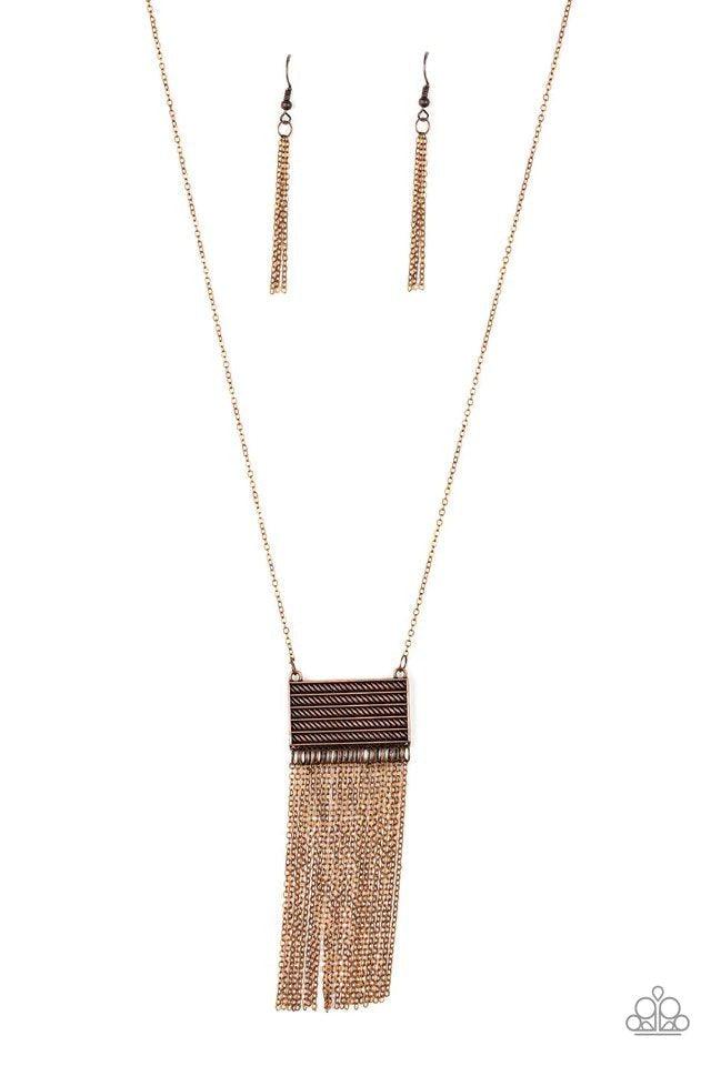 Totally Tassel Copper Necklace - Paparazzi Accessories- lightbox - CarasShop.com - Paparazzi Jewelry by Cara Jewels