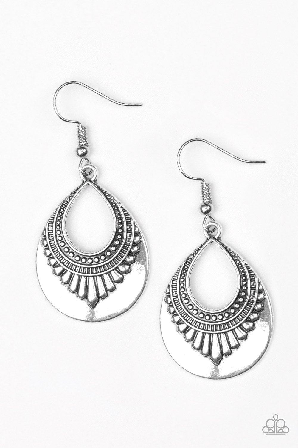 Totally Terrestrial Silver Earrings - Paparazzi Accessories- lightbox - CarasShop.com - Paparazzi Jewelry by Cara Jewels