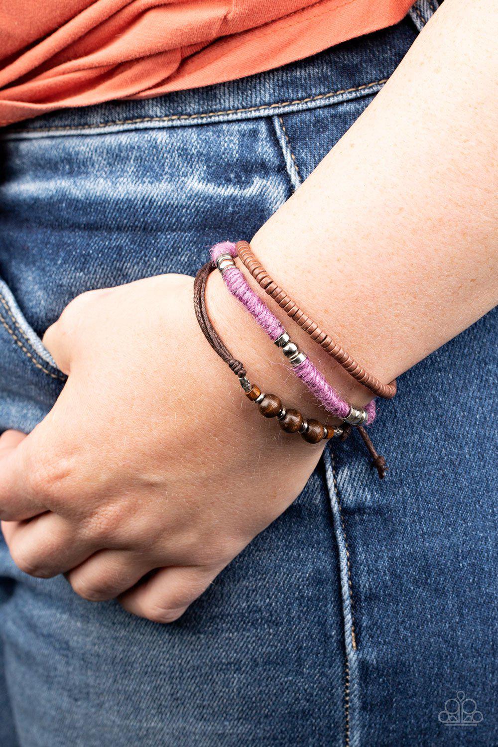 Totally Tiki Purple Urban Knot Bracelet - Paparazzi Accessories- on model - CarasShop.com - Paparazzi Jewelry by Cara Jewels