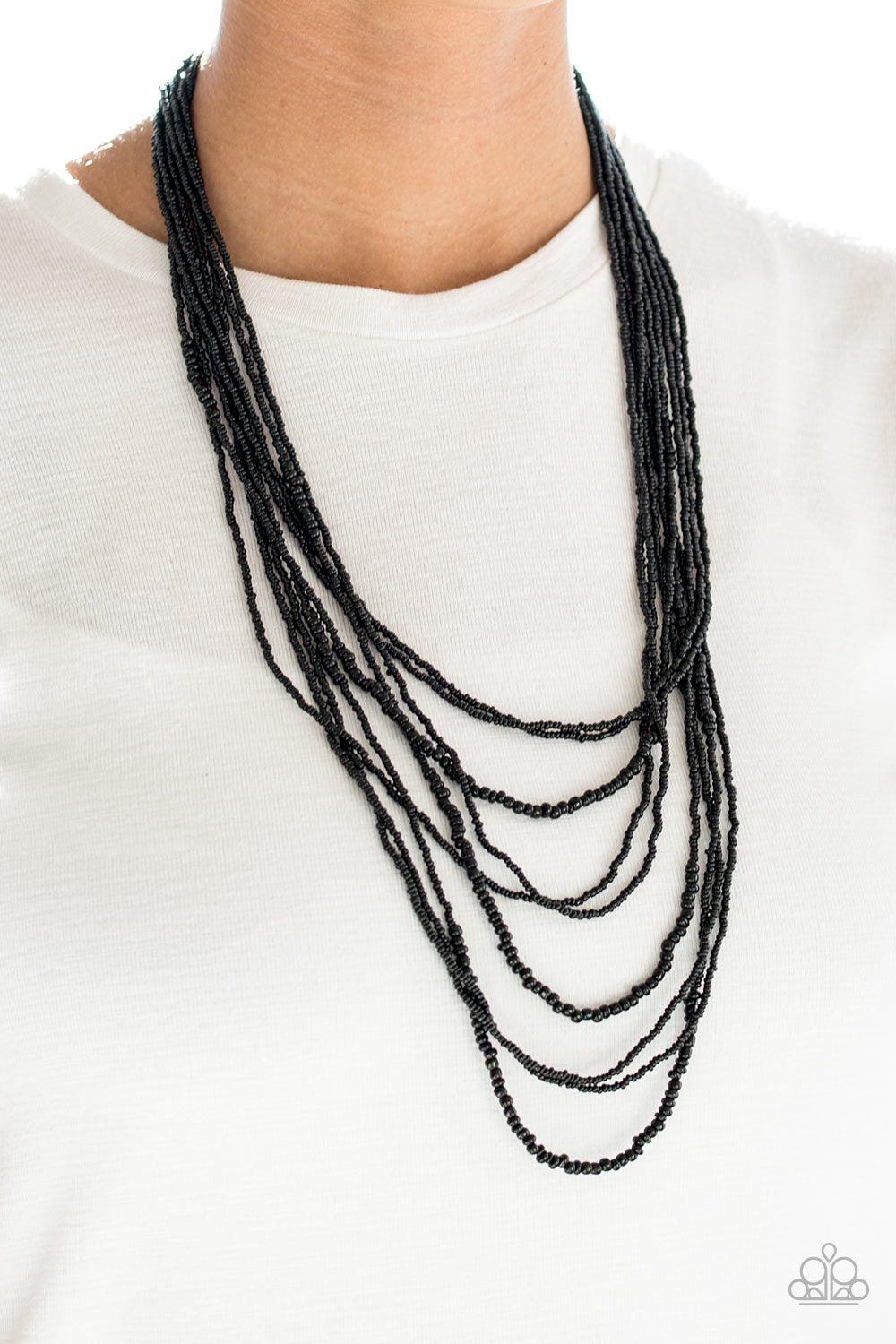 Totally Tonga Black Seed Bead Necklace - Paparazzi Accessories- lightbox - CarasShop.com - Paparazzi Jewelry by Cara Jewels
