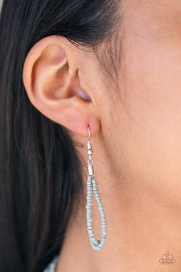 Totally Tonga Silver Seed Bead Necklace - Paparazzi Accessories - free matching earrings -CarasShop.com - Paparazzi Jewelry by Cara Jewels