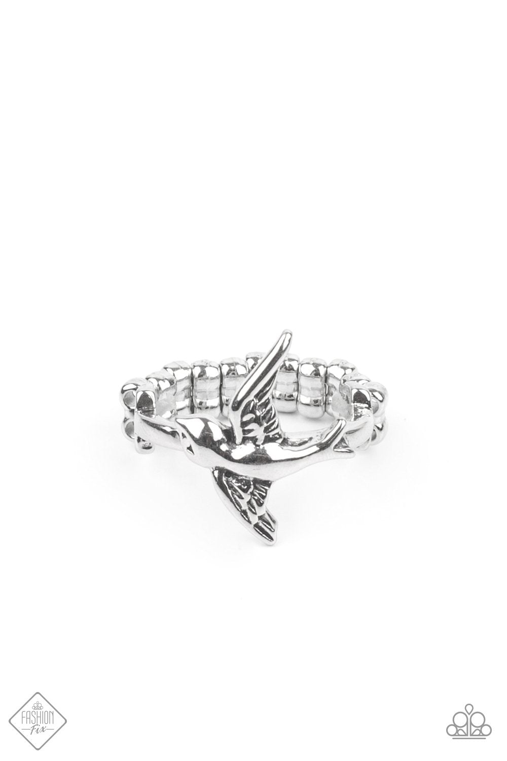 Totally TWEET-terpated Silver Bird Ring - Paparazzi Accessories- on model - CarasShop.com - Paparazzi Jewelry by Cara Jewels
