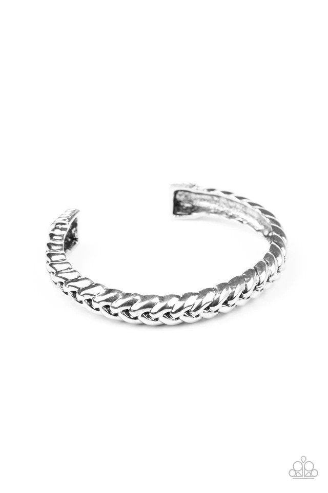 Tough As Nails Silver Bracelet - Paparazzi Accessories- lightbox - CarasShop.com - Paparazzi Jewelry by Cara Jewels