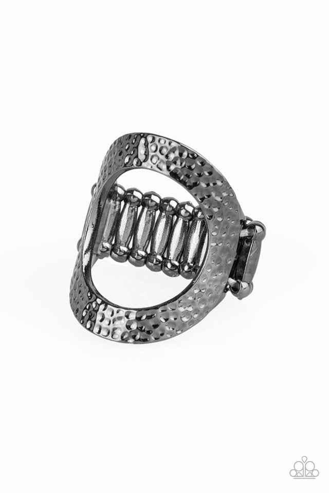 Tour de Contour Gunmetal Black Ring - Paparazzi Accessories- lightbox - CarasShop.com - Paparazzi Jewelry by Cara Jewels