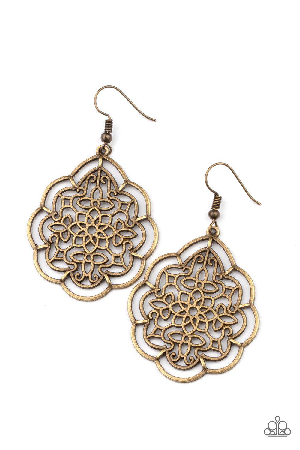 Tour De Taj Mahal Brass Earrings - Paparazzi Accessories- lightbox - CarasShop.com - Paparazzi Jewelry by Cara Jewels