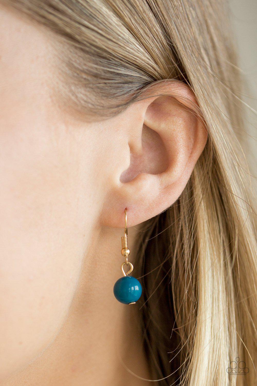 Tour de Trendsetter Blue and Gold Necklace - Paparazzi Accessories - free matching earrings -CarasShop.com - Paparazzi Jewelry by Cara Jewels