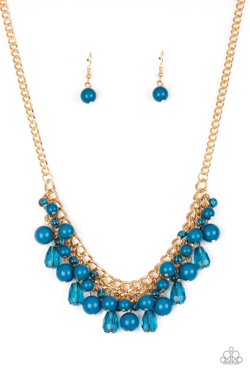 Tour de Trendsetter Blue and Gold Necklace - Paparazzi Accessories- lightbox - CarasShop.com - Paparazzi Jewelry by Cara Jewels
