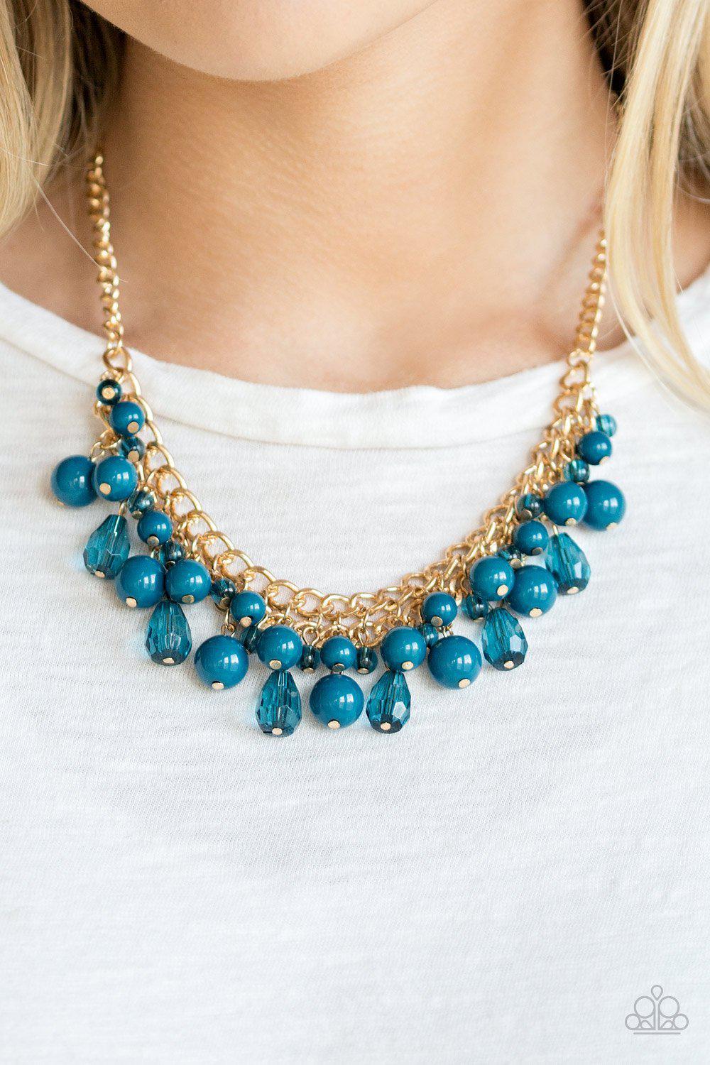 Tour de Trendsetter Blue and Gold Necklace - Paparazzi Accessories- lightbox - CarasShop.com - Paparazzi Jewelry by Cara Jewels