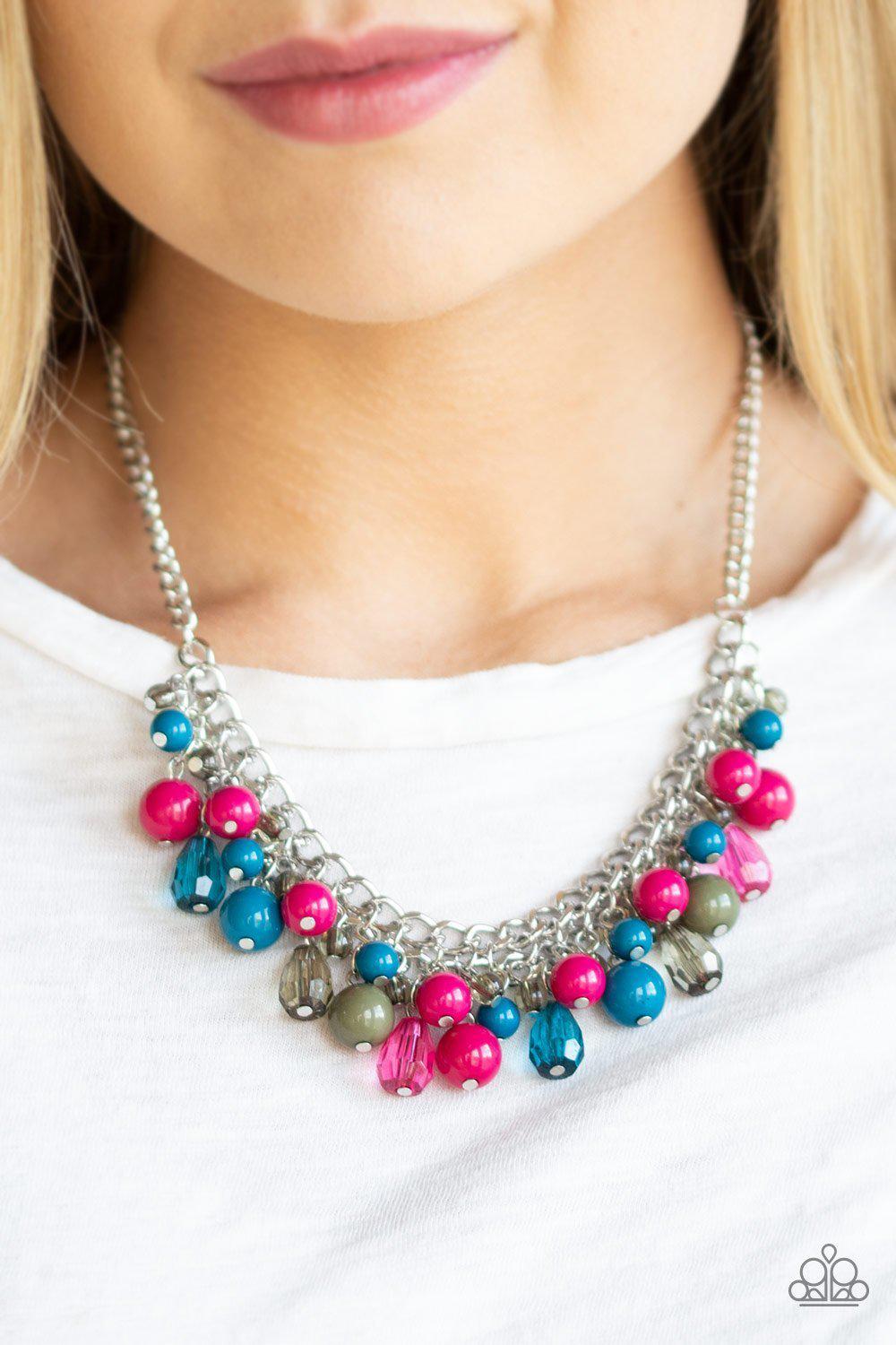 Tour de Trendsetter Multi Pink, Blue and Green Necklace - Paparazzi Accessories- lightbox - CarasShop.com - Paparazzi Jewelry by Cara Jewels