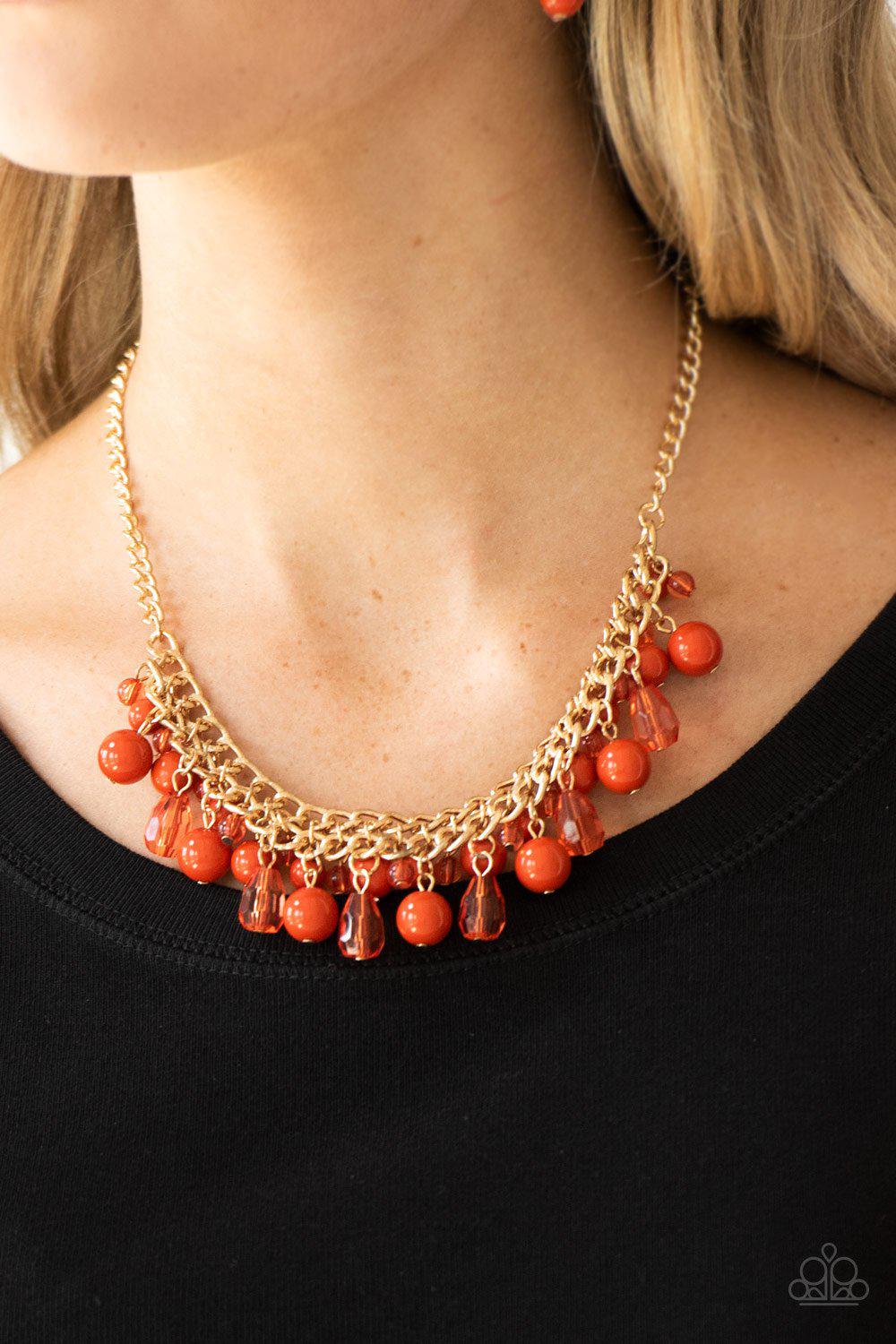 Tour de Trendsetter Orange and Gold Necklace - Paparazzi Accessories- lightbox - CarasShop.com - Paparazzi Jewelry by Cara Jewels