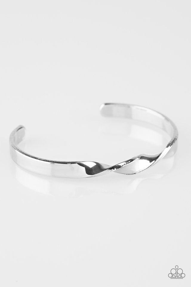 Traditional Twist Silver Cuff Bracelet - Paparazzi Accessories- lightbox - CarasShop.com - Paparazzi Jewelry by Cara Jewels