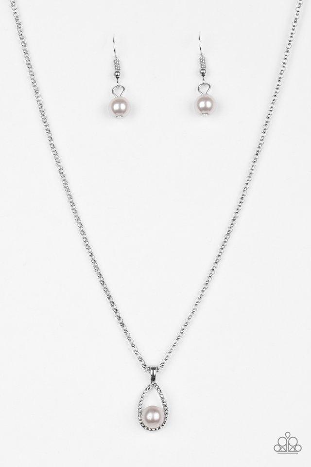 Traditionally Traditional White Pearl Necklace - Paparazzi Accessories- on model - CarasShop.com - Paparazzi Jewelry by Cara Jewels