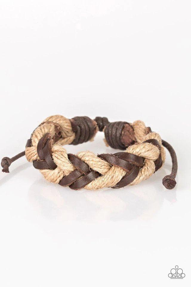 Trail Marker Brown Urban Bracelet - Paparazzi Accessories- lightbox - CarasShop.com - Paparazzi Jewelry by Cara Jewels