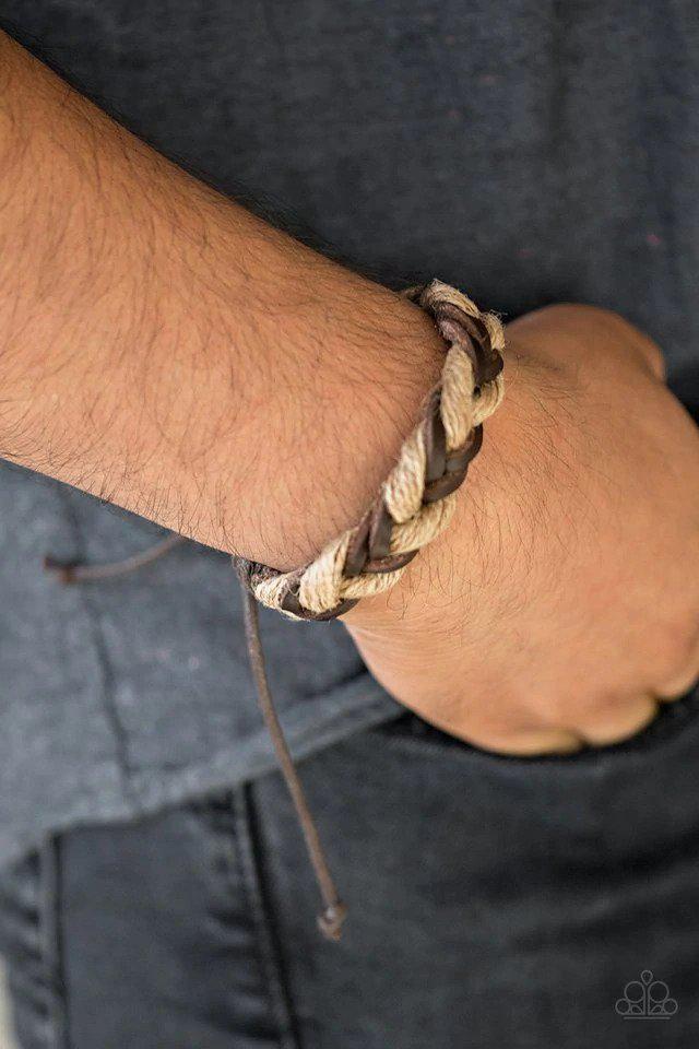Trail Marker Brown Urban Bracelet - Paparazzi Accessories- on model - CarasShop.com - Paparazzi Jewelry by Cara Jewels