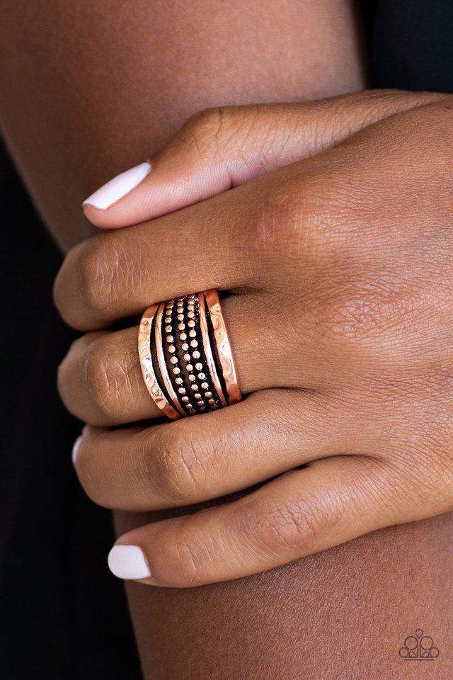 Trailblazin Trails Copper Ring - Paparazzi Accessories- lightbox - CarasShop.com - Paparazzi Jewelry by Cara Jewels