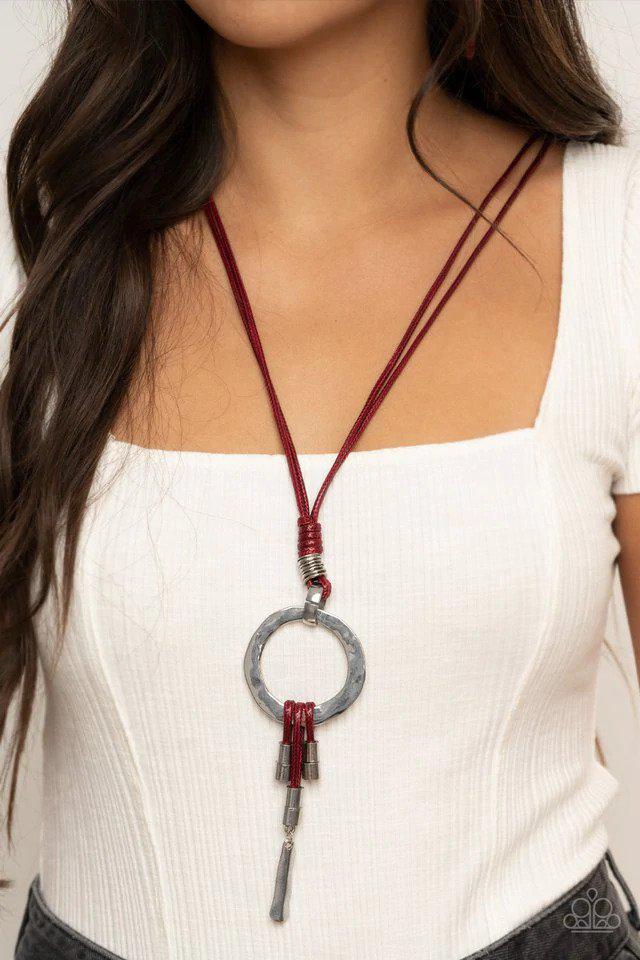 Tranquil Artisan Red Necklace - Paparazzi Accessories- on model - CarasShop.com - Paparazzi Jewelry by Cara Jewels