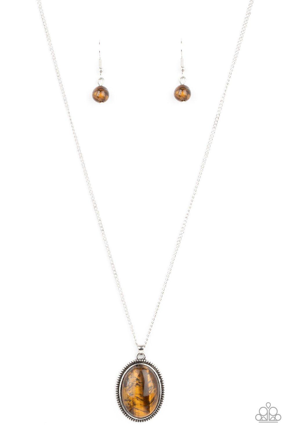Tranquil Talisman Brown Tiger's Eye Necklace - Paparazzi Accessories- lightbox - CarasShop.com - Paparazzi Jewelry by Cara Jewels