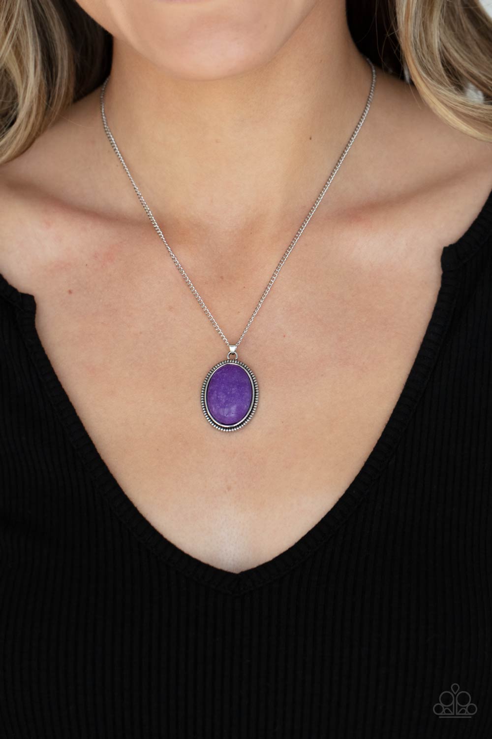 Tranquil Talisman Purple Stone Necklace - Paparazzi Accessories- on model - CarasShop.com - Paparazzi Jewelry by Cara Jewels