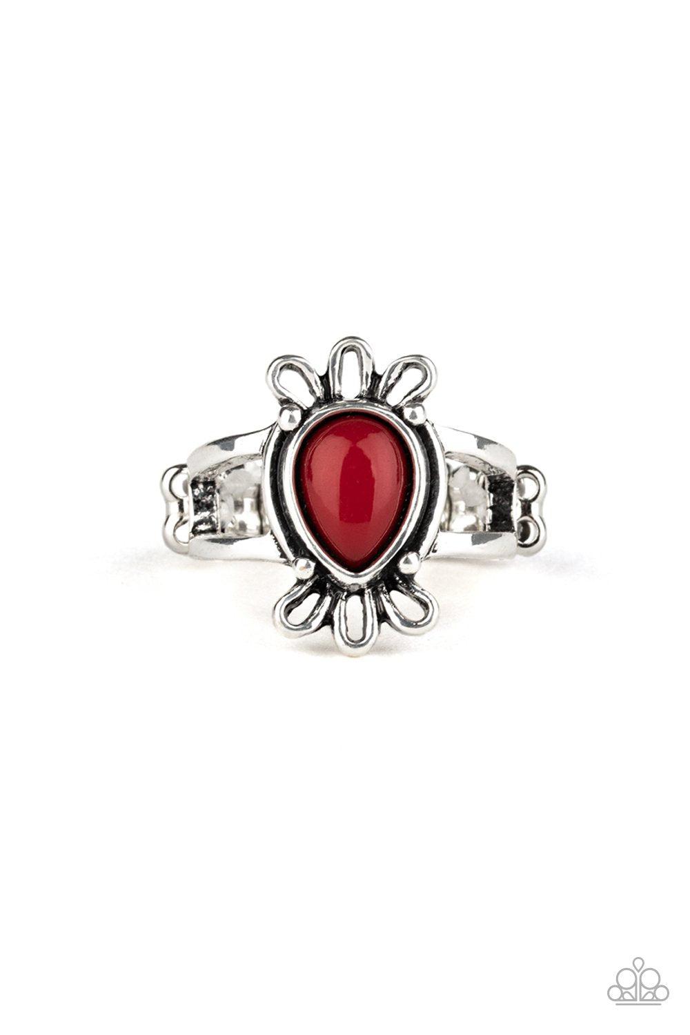 Tranquil Tide Red and Silver Ring - Paparazzi Accessories- lightbox - CarasShop.com - Paparazzi Jewelry by Cara Jewels