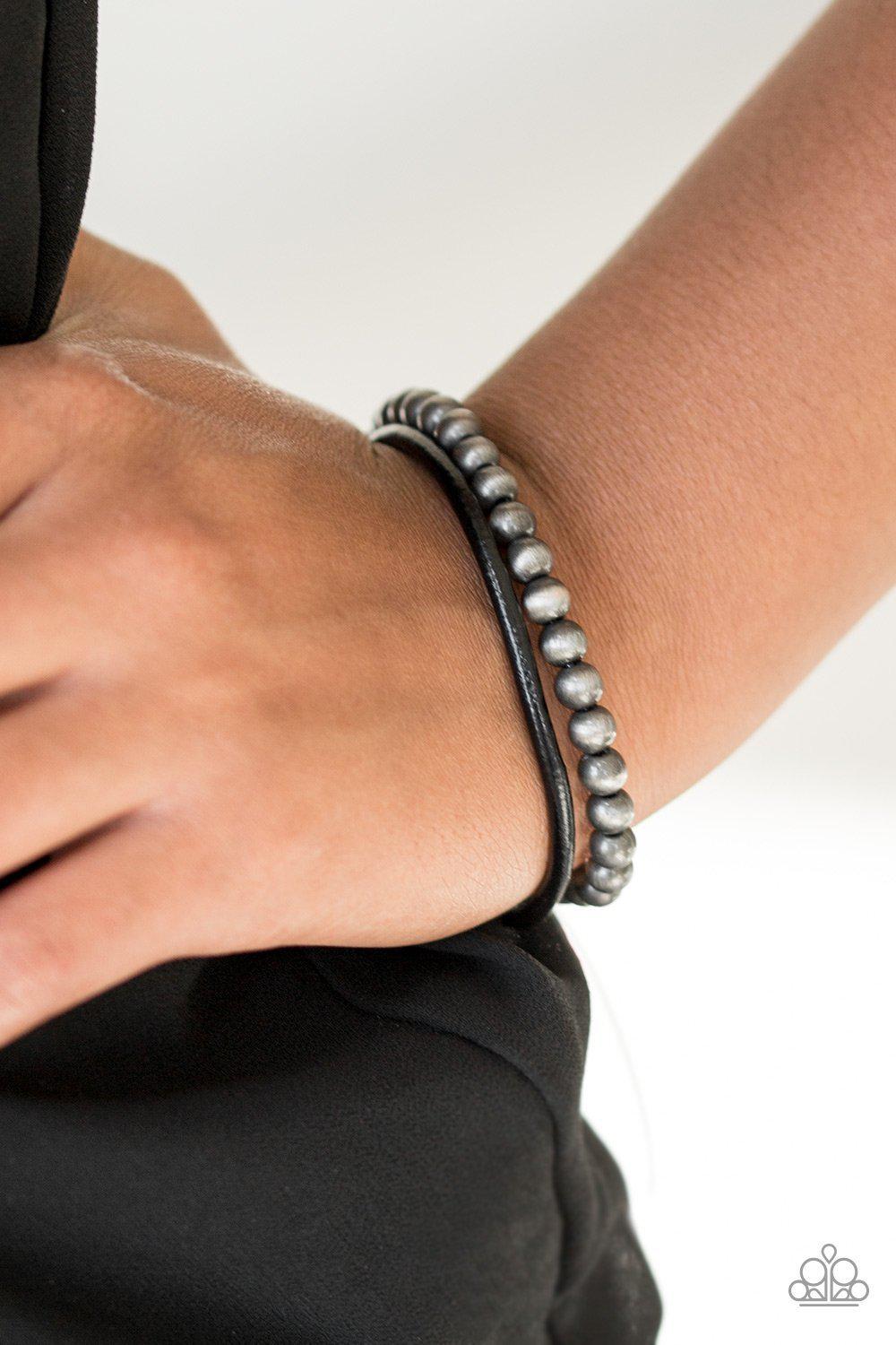 Tranquil Trails Silver Urban Knot Bracelet - Paparazzi Accessories- on model - CarasShop.com - Paparazzi Jewelry by Cara Jewels