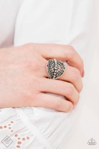 Travel Treasure Silver Filigree Ring - Paparazzi Accessories- lightbox - CarasShop.com - Paparazzi Jewelry by Cara Jewels